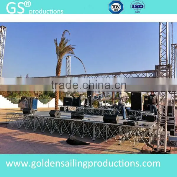 Non-slip portable stage deck with foldable riser for dancing event