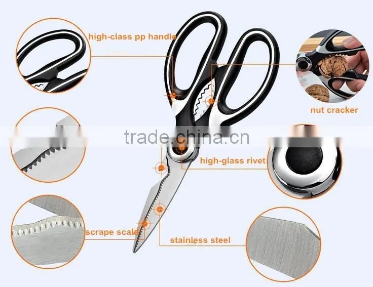 Multi-function ubber handle Low Price kitchen scissors