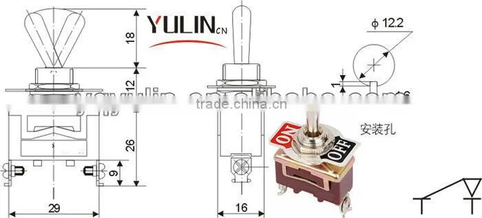 Free Sample 3 Pin ON OFF miniature toggle switch