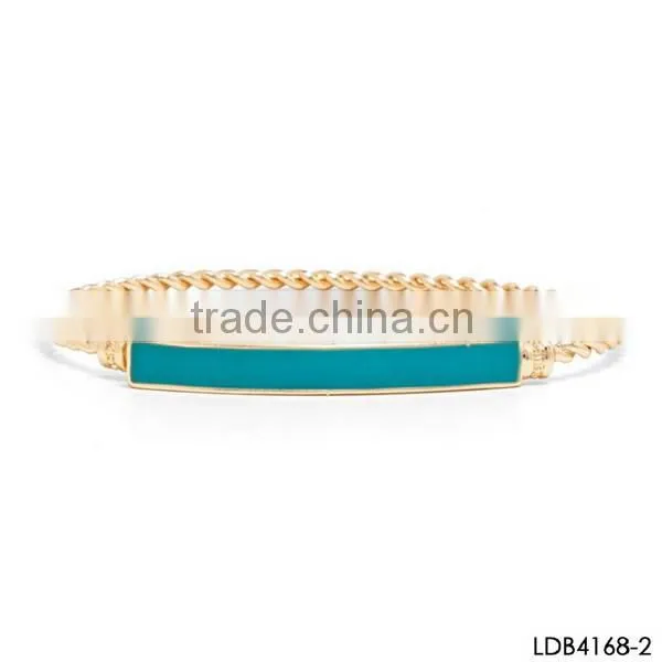 Tuquoise candy color fancy items fried dough twist enamel tab bracelets