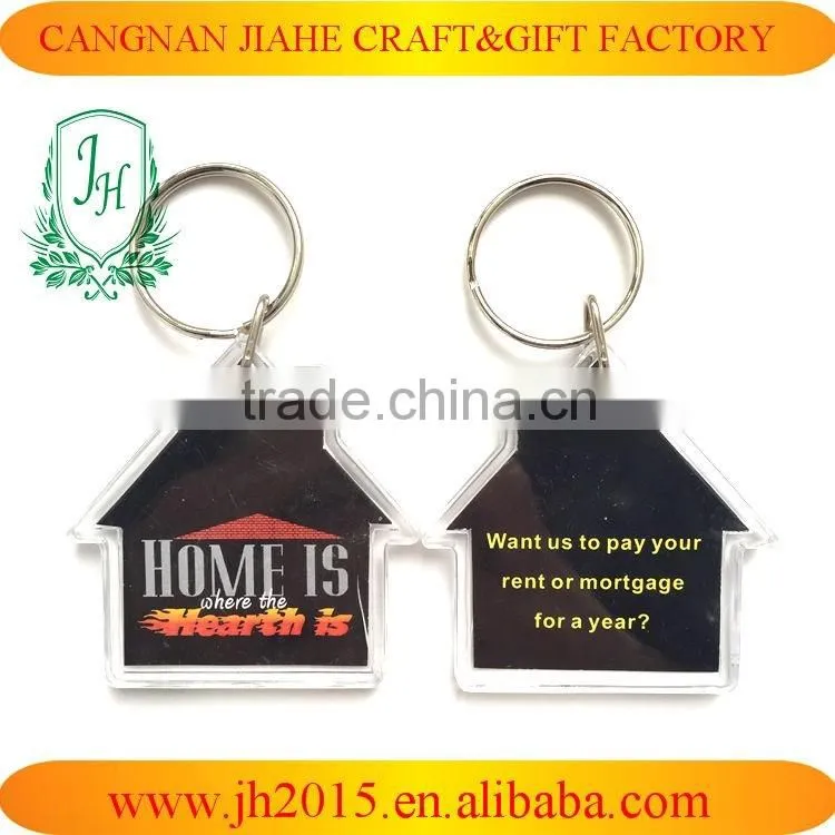 Square shape 4cm Acrylic Key Chains blank Keychain with custom logo insert clear photo frame keychain