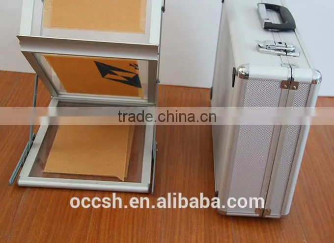Acrylic Rack Aluminum Brochure Holder Aluminium Catalogue Display Stand with Case