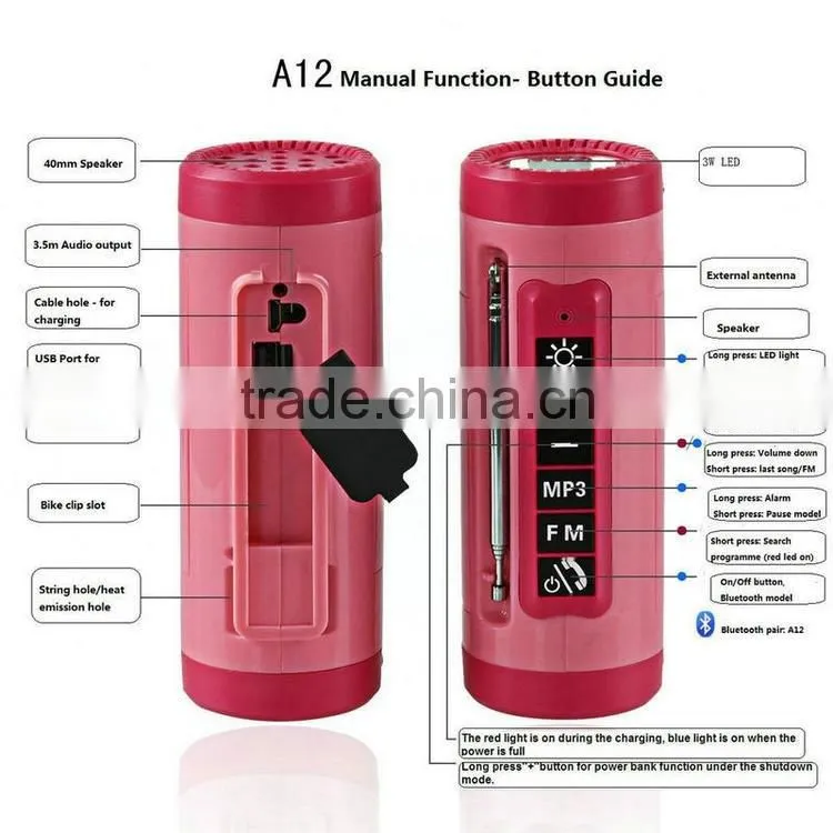 2016 New design Power bank Bluetooth speaker FM speaker wireless speaker
