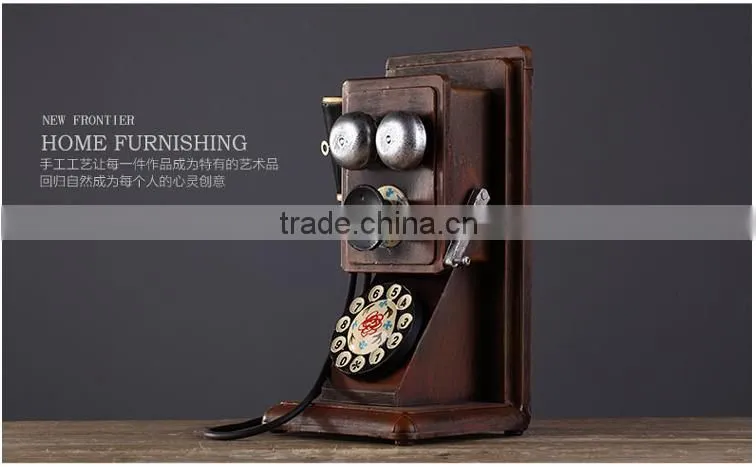 Retro antique iron craft artificial telephone home decoration