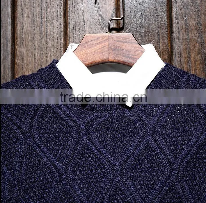 Fashion Leisure European style Men's long-sleeved sweater for cream colored cotton sweaters