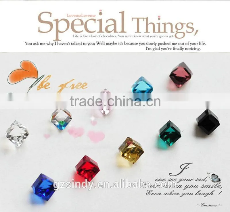 4mm nail art square diamond,3D geometric square diamond,square diamond ZX:CNS24