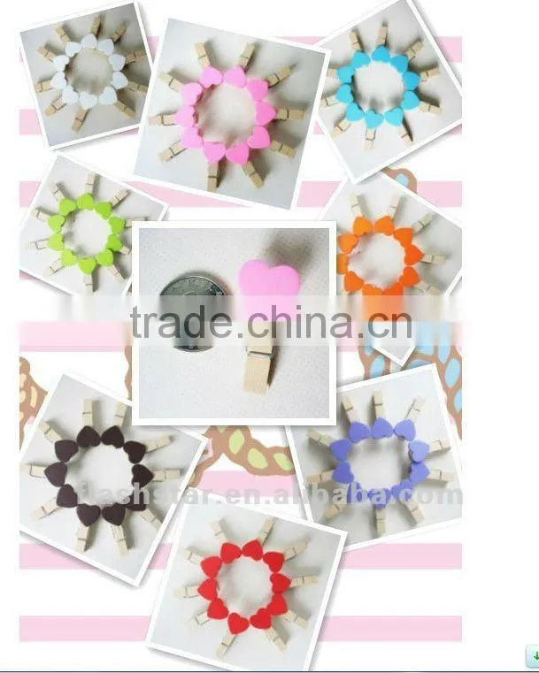 2013 Hot Sell Promotional love heart wooden clip