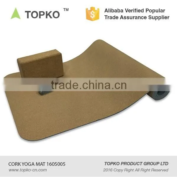 TOPKO new generation TPE cork yoga mat natural cork mat