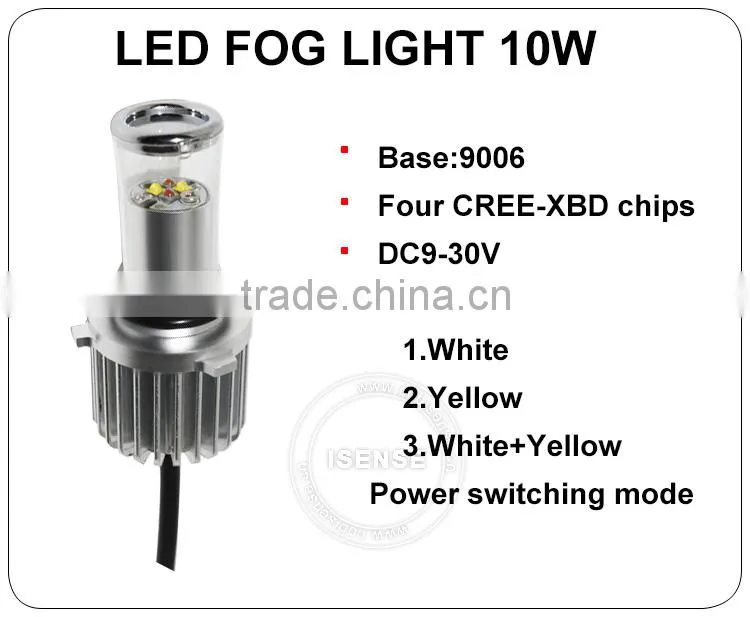 High power 600lm 12V 10W auto car head lamp 9006 led bar fog light 4pcs led chips