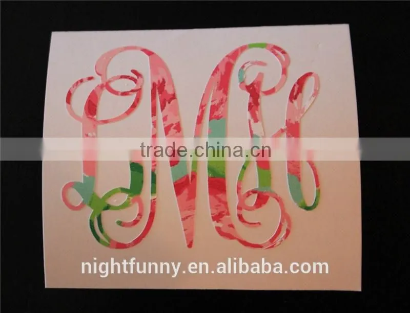Monogrammed Sticker,Personalized Initials,Lilly Pulitzer Inspired Vine Monogram Sticker, Laptop Sticker, Phone sticker