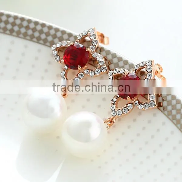 2014 new Silver zircon pearl earrings high-end wedding earrings jewelry