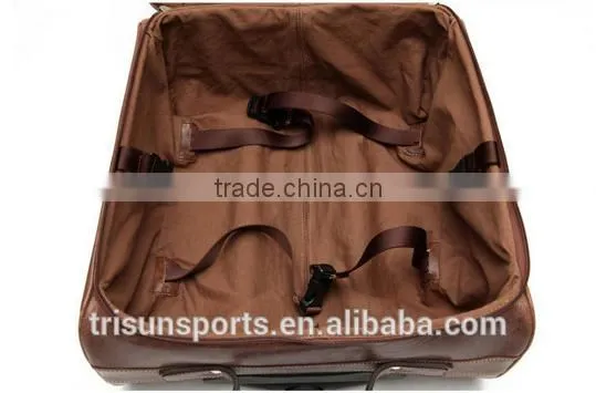 2016 Hot selling mens leather rolling duffel suitcase bag for short traveling