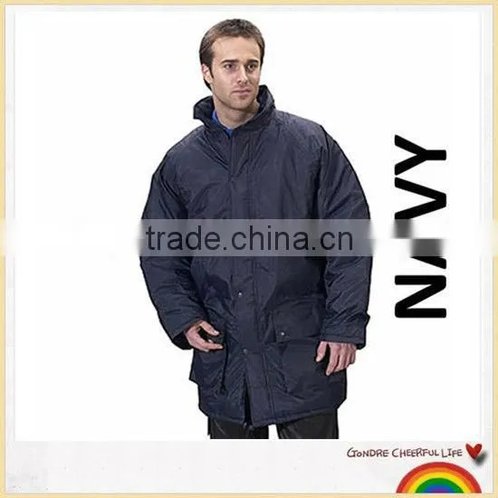 Waterproof padded parka long rain jacket warm touch workwear