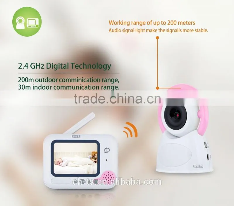 Wireless Digital 3.5" LCD Color Baby Monitor ,2.4GHz Camera Audio Video Infrared Night Vision,Music