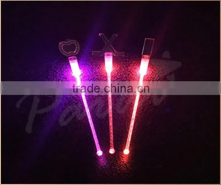 Wholesale high quality led glow swizzle stir sticks light in the dark