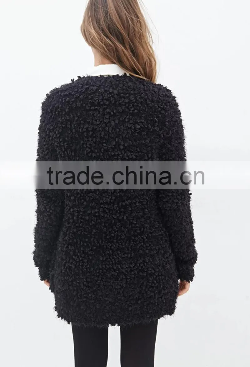 Fuzzy popcorn knit cardigan