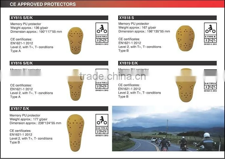 CE approved insert knee protector for motorcycle pants