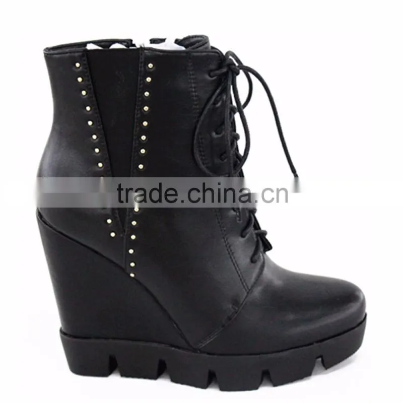 Winter wedge cheap sheepskin boots with neoprene