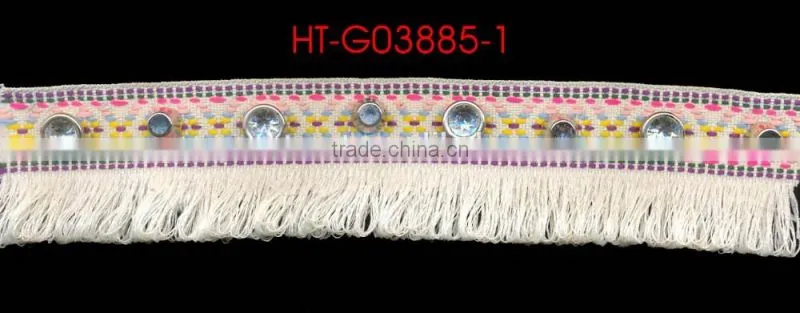 9MM Crystal Rhinestone 9MM Dome Stud Rose Pink Cotton Decorative Tassel Braid trimming