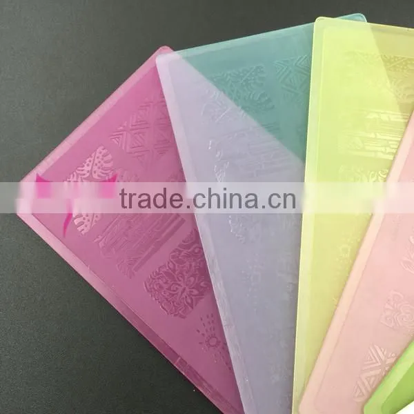 Easam new cheap high quality plastic PVC nail art stamp plate with 6 color available