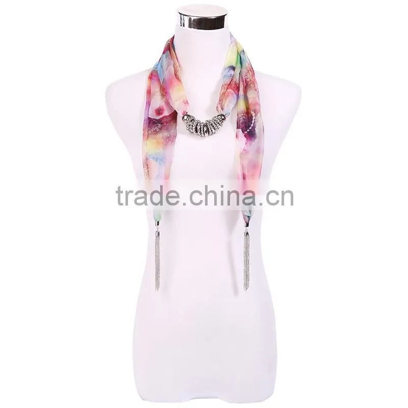 China fashion jewelry new product soft chiffon scarf fashion necklaces