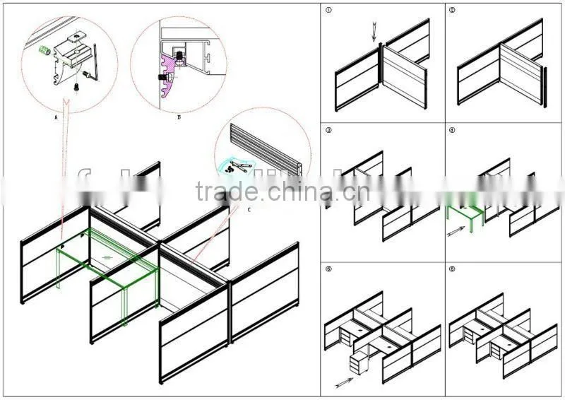 New Arrived Popular Office Furniture Desk Workstation Design in Canton (FOH-SS32-2815)