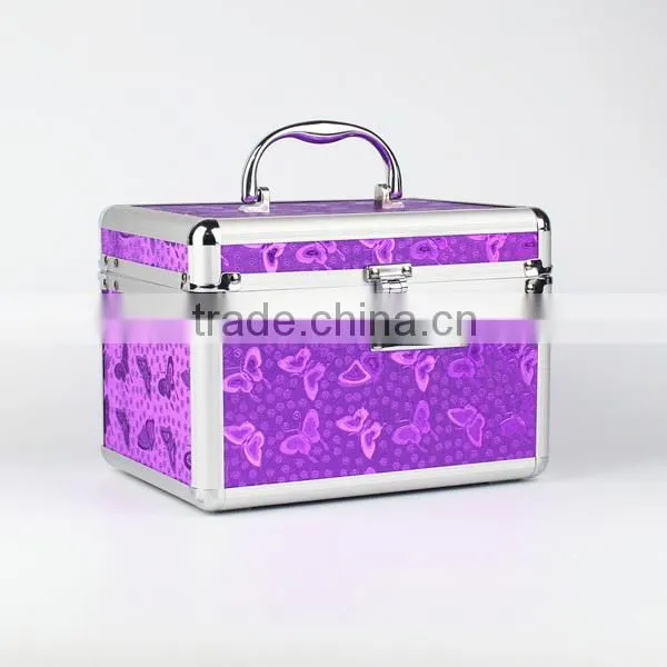 Aluminum Cosmetic Case Makeup Organizer SMALL 2-Tier Flower Lock Box