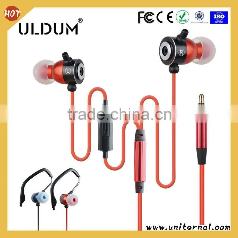 ULDUM Brand super heavy bass headphone with mic ear hook sport headphones for Mp3
