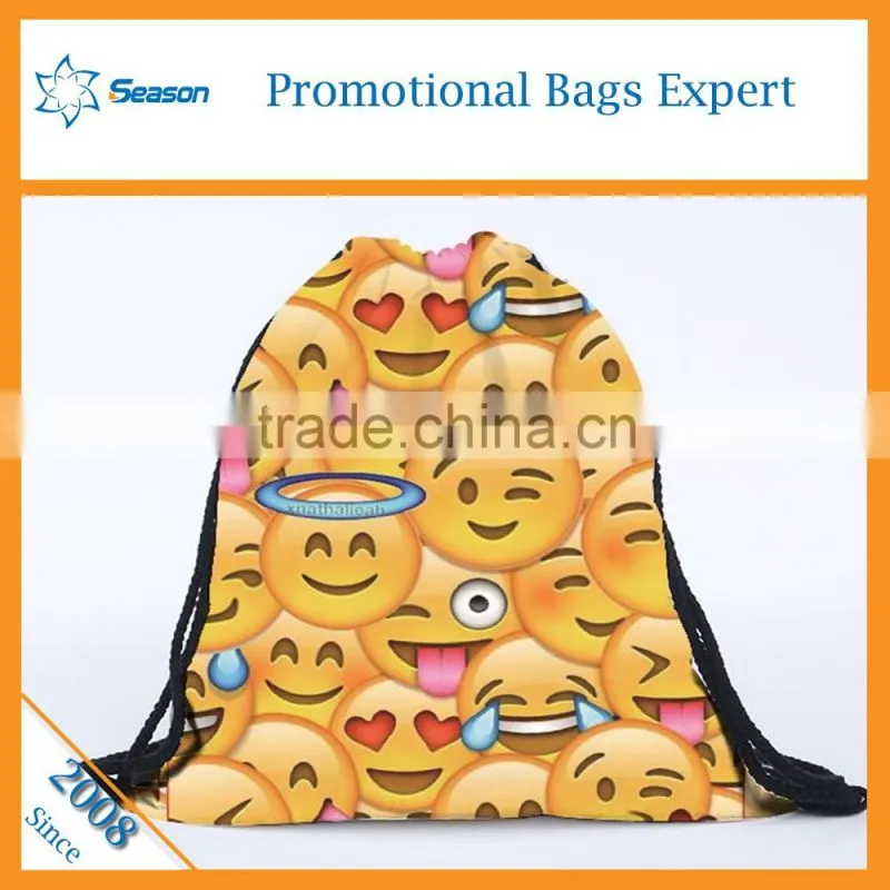 New recycle custom 600d polyester emoji backpack emoji bag