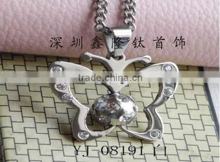 TC64 Pure Titanium Couple Love Pendant with Black Lucky Dophin