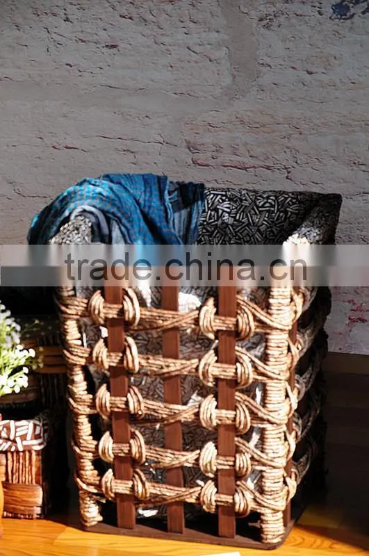 9 hand woven - pastoral style - solid - wooden dirty clothes basket - dirty clothes barrel - storage basket basket