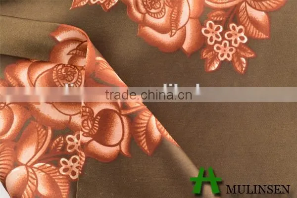 Mulinsen Textile Woven evening gown fabric, 100% polyester printed satin fabric