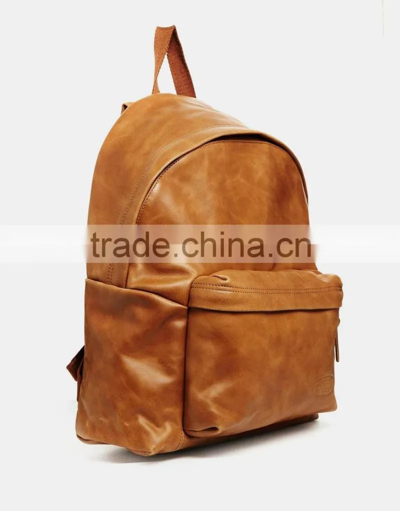 Tan color cross body leather bag