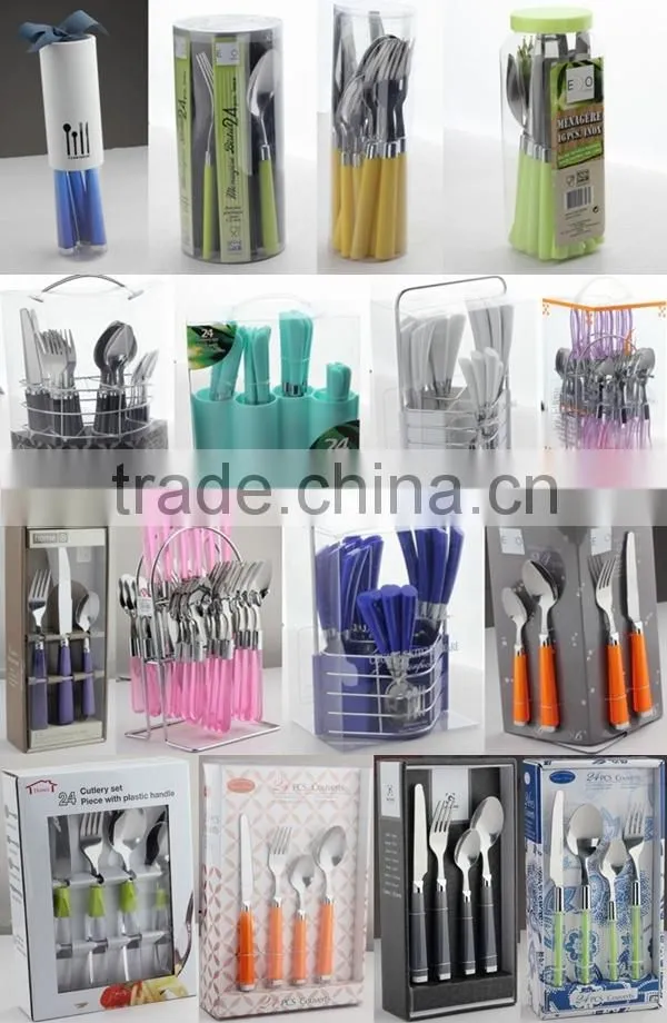high quality mirror polish stainless steel plastic handle sterling silver flatware