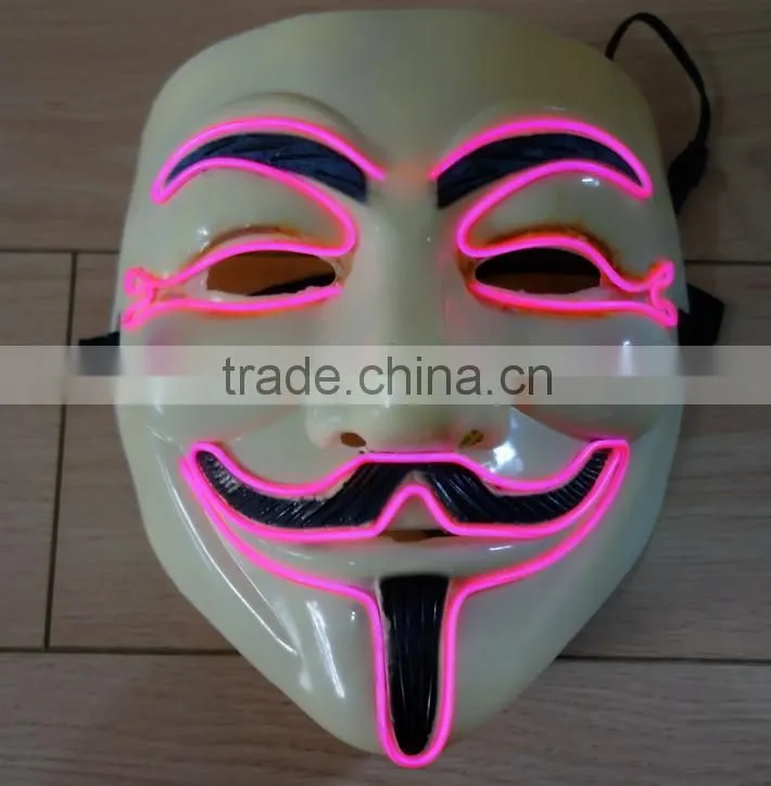 Hot Selling Party EL light Mask / EL WIRE V for Vendetta Mask