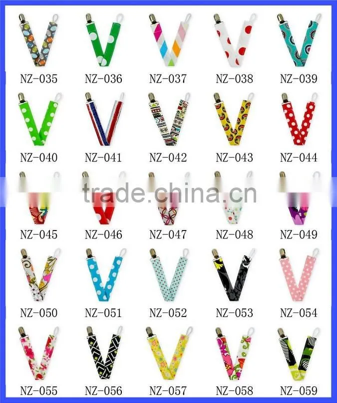 Wholesale Double-Sided Printing Ribbon Baby Soother Infants Pacifier Clips Chain