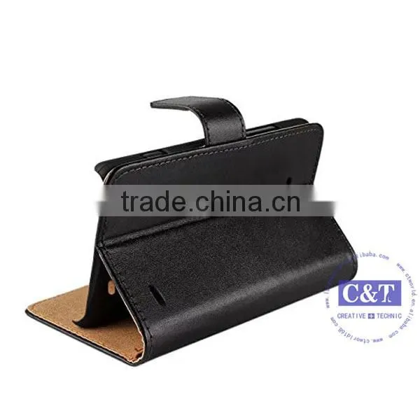 C&T Cowskin Flip Leather Wallet Card Pouch Stand Back Case Cover For Huawei Ascend Mate 7