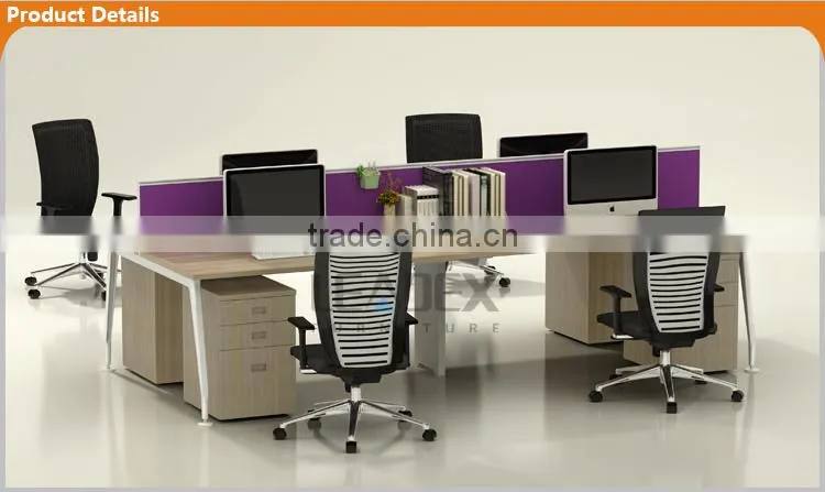 Modern wooden open 4 person modular cubicle modern office workstations