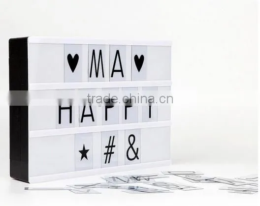 DC5V USB Wire Customized DIY Free Combination Letters Lamp Cinematic LED A4 Size Acrylic Light Box with Letter