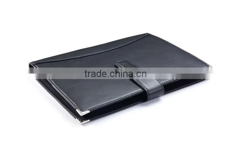 Black Leather Padfolio With Quick-Release Holder for iPad Mini