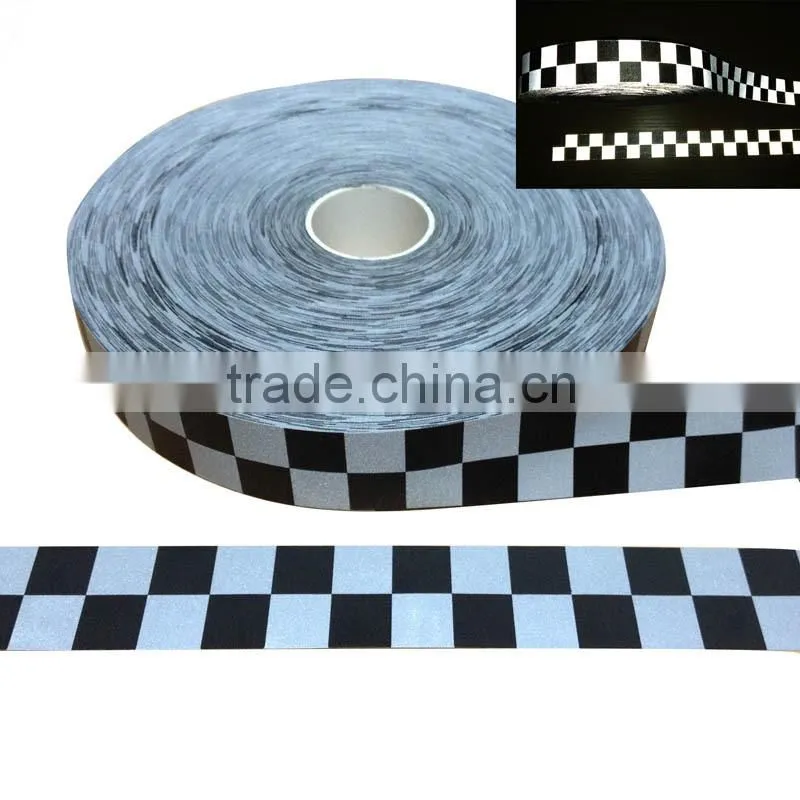 Cheap Reflective Fabric Tape With Plaid Pattern For Clothing