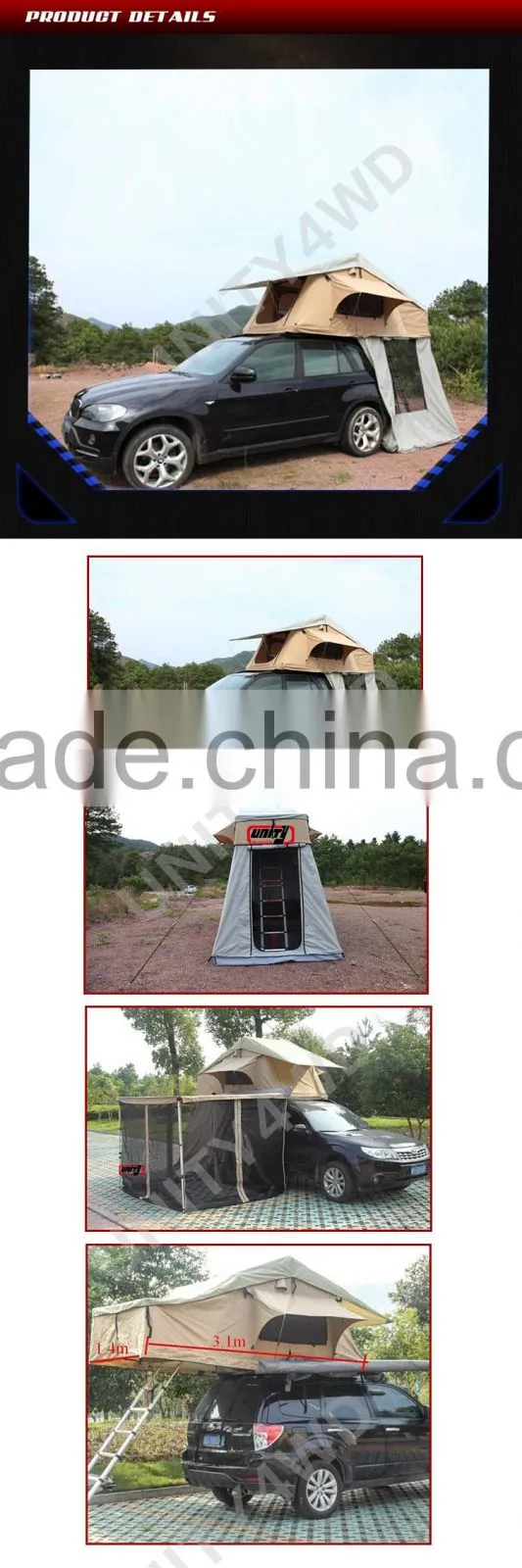 car auto parts china factory 4x4 roof top tent /4wd car tent /4X4 tent for jimny accessories