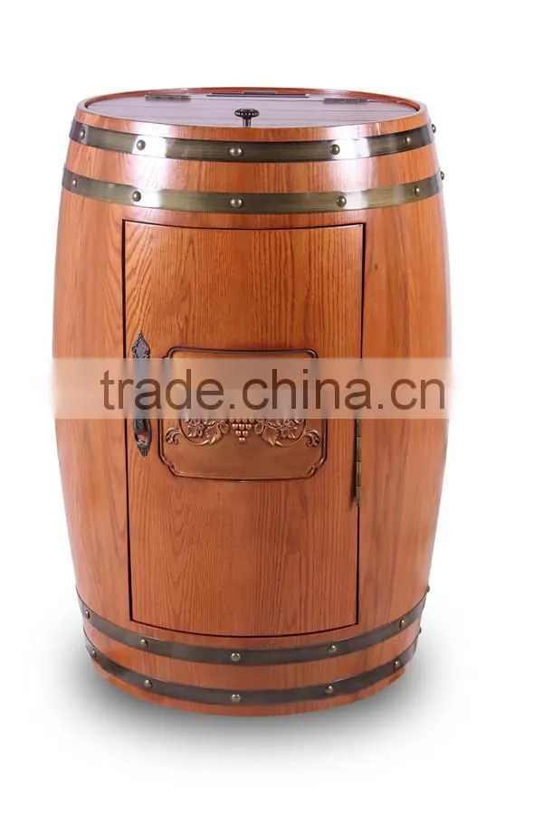 18 Bottles Barrel Shape Wood Mini Fridge Corner Wine Fridge With Custom Logo Color