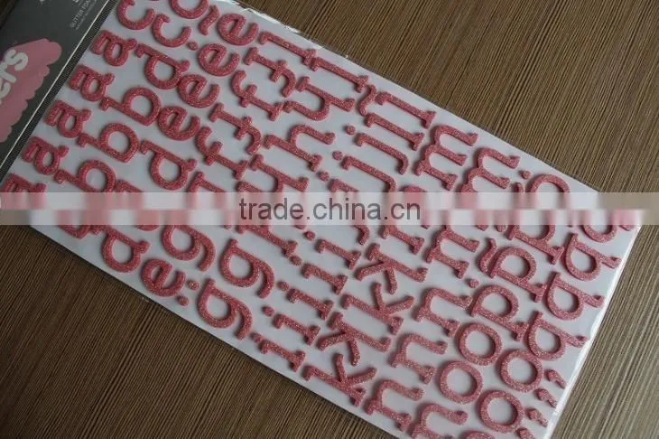 Colored glitter letter number stickers
