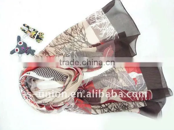 2011 100% silk chiffon scarf for ladies