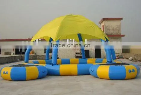 Outdoor inflatable pool with cover