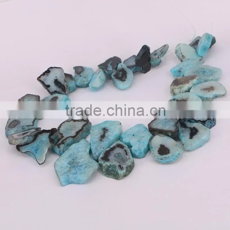 Agate Stone Druzy Beads - Blue Agate Gem stone Connector Beads For Jewelry Making