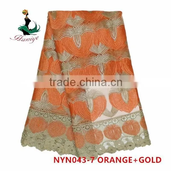 Haniye 2016 wholesale women dress lace fabric/wholesale beaded lace fabric/white tulle lace fabric/NYN43
