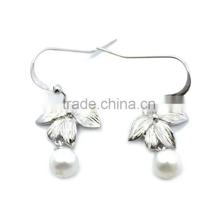 2014 silver earring jewelry fashionable design fishing hook pearl earrings