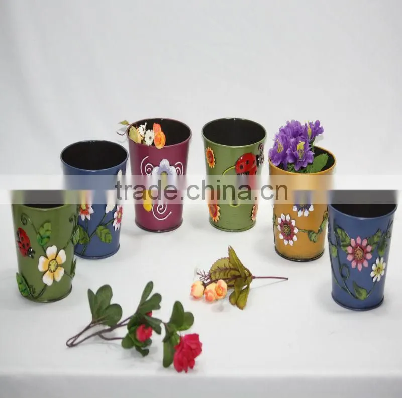 2014 popular Polka Dots Metal Flower Pot